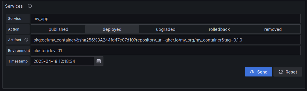 Service Deployment Form Example
